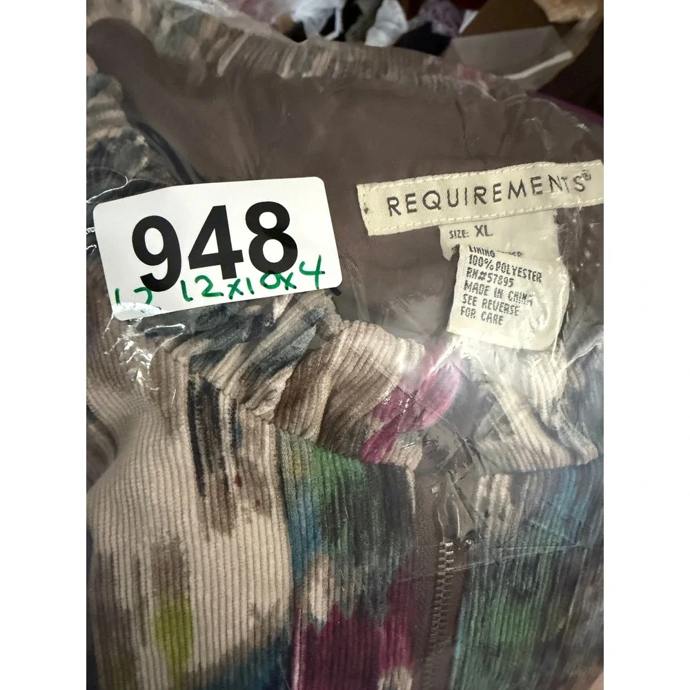 Abstract Textured Maximalism Corduroy Zip Up XL Jacket Art To Wear Artsy Boho